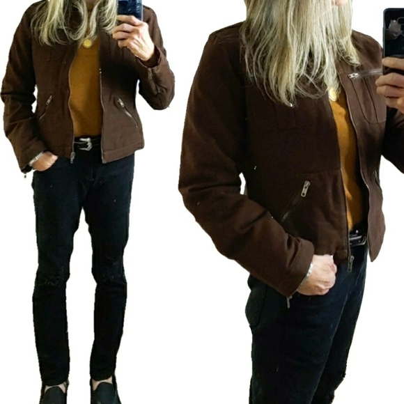 Lilu Jackets & Blazers - Lilu Brown Multi Zippers Insulated Zip Jacket